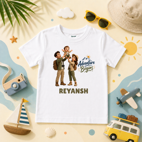 Adventure Begins Family Travel Personalized Name T Shirt