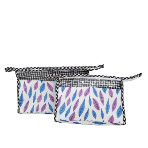 VIOLET BLUE MEADOW PRINT TRAVEL MAKEUP POUCH SET