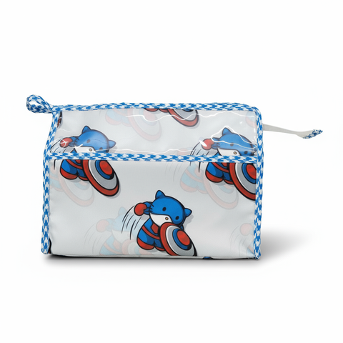 SUPER CAT PRINT TRIOZIP TOILETRY BAG