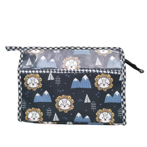 HAPPY LION MOUNTAINS PRINT TRIOZIP TOILETRY BAG