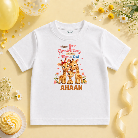 Custom Kids Anniversary Giraffe Family Love T Shirt