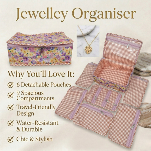 PEACH PETAL PARTY PRINT JEWELRY ORGANIZER