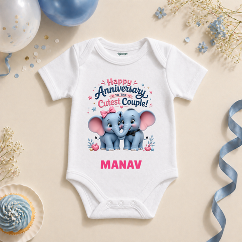 Cute Elephant Anniversary Kids T Shirt Custom Name Gift