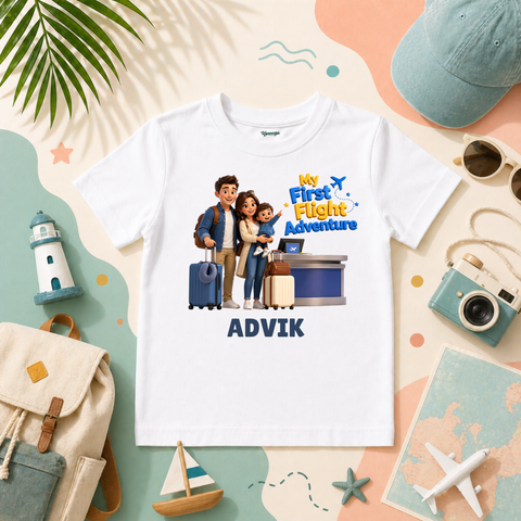 My First Flight Adventure Family Travel Personalized Name T Shirt
