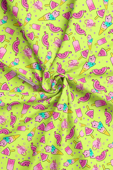 Green background ice-cream print