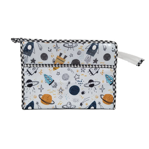 SPACE DOODLE PRINT TRIOZIP TOILETRY BAG