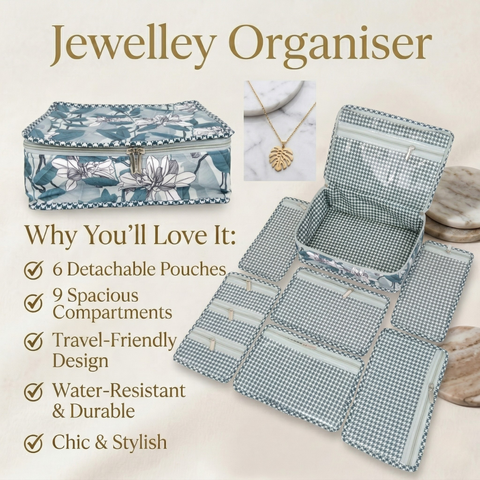 TEAL MAGNOLIA GROVE PRINT JEWELRY ORGANIZER