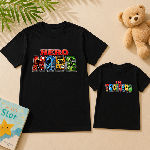 Father’s Day Hero Mode Dad & Kid Matching T-Shirts