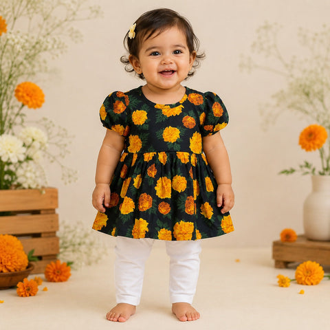 Black Marigold Personalized Frock