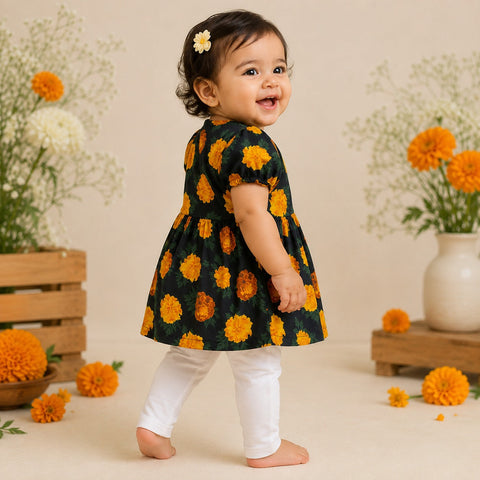 Black Marigold Personalized Frock