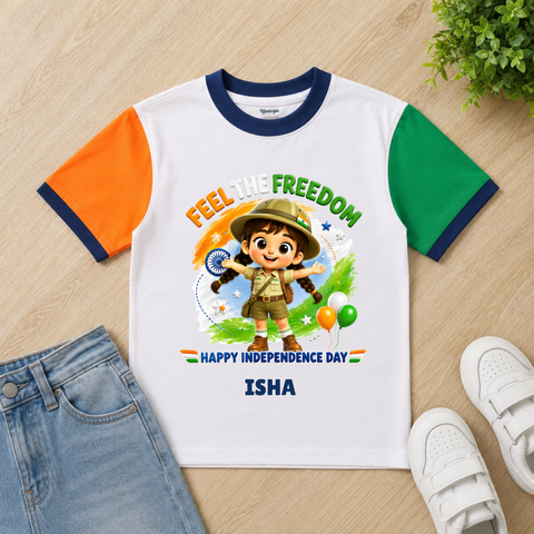 Feel the Freedom Independence Day Girl Kids T-Shirt