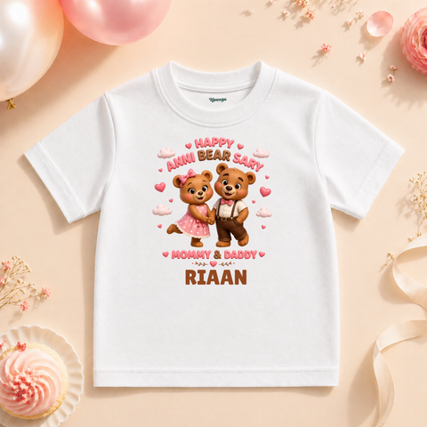 Cute Bear Couple Anniversary Custom Name T Shirt