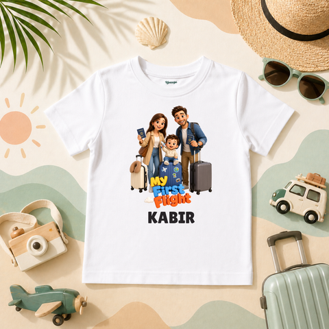My First Flight Family Travel Personalized Name T Shirt