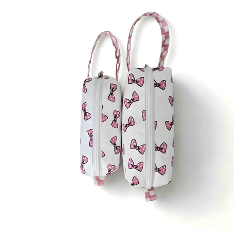 Classy Bow Print Small Duo Pouch Set