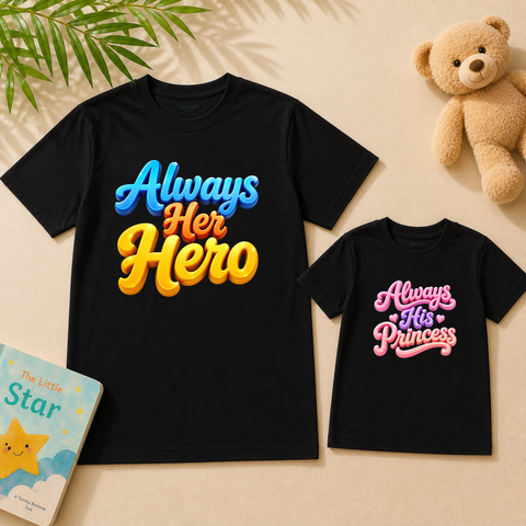 Father’s Day Always Her Hero Dad & Daughter Matching T-Shirts