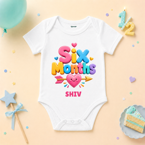 Six Months Milestone Birthday Custom Name T Shirt