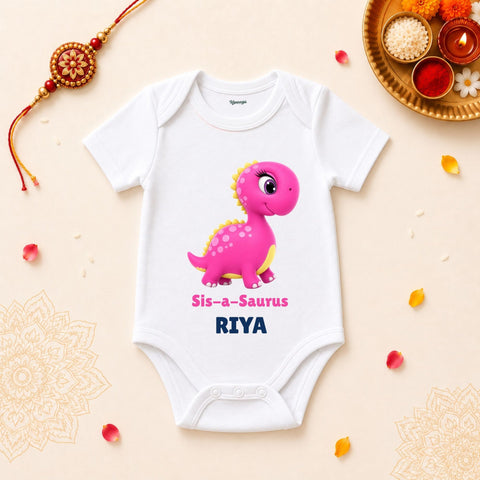 Sis-a-Saurus Personalized Rakshabandhan Baby T-Shirt