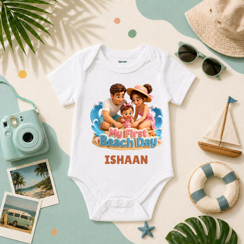 First Beach Memories Family Vacation Personalized Name T Shirt