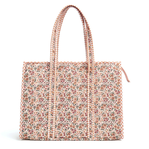 CORAL BLOSSOM DITSY PRINT SMALL TOTE BAG