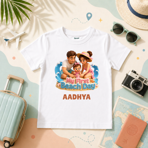 First Beach Memories Family Vacation Personalized Name T Shirt