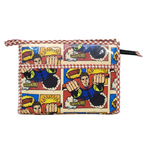SUPER COMIC HERO PRINT TRIOZIP TOILETRY BAG