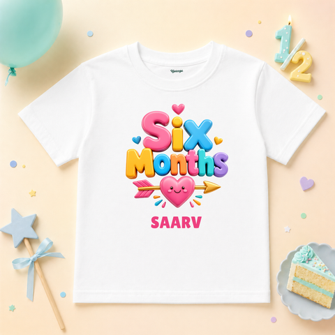 Six Months Milestone Birthday Custom Name T Shirt