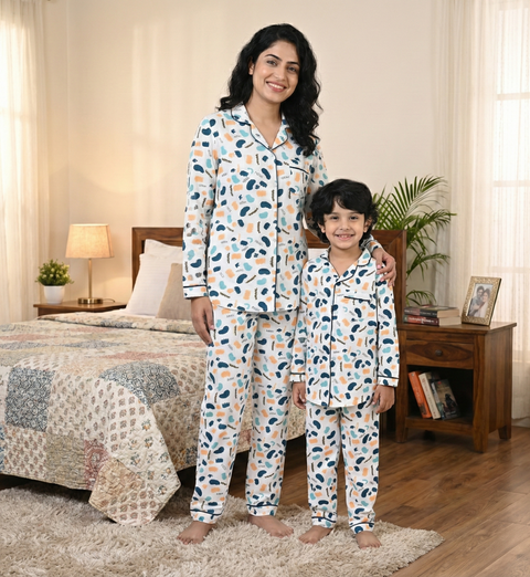 Abstract Printed Kids Night Suit