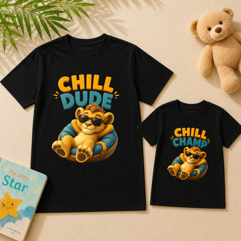 Chill dude & Chill champ Dad & Baby Matching combo T-Shirts