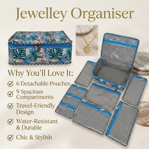 TROPICAL TEAL JAM PRINT JEWELRY ORGANIZER