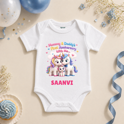 Unicorn Family First Anniversary Custom Name T Shirt