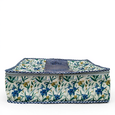 NAVY LEAF DRIFT PRINT GRAND SAREE ORGANIZER