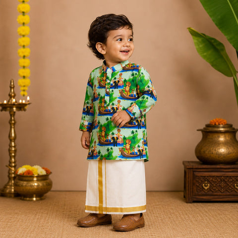 Kerala Boat Race Personalized Kurta for Kids
