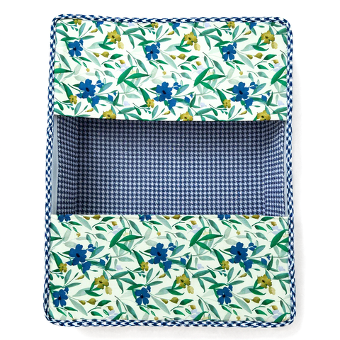 NAVY LEAF DRIFT PRINT GRAND SAREE ORGANIZER