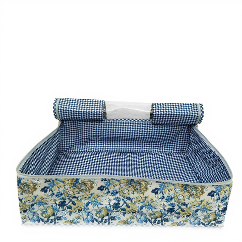 NAVY LEAF DRIFT PRINT GRAND SAREE ORGANIZER