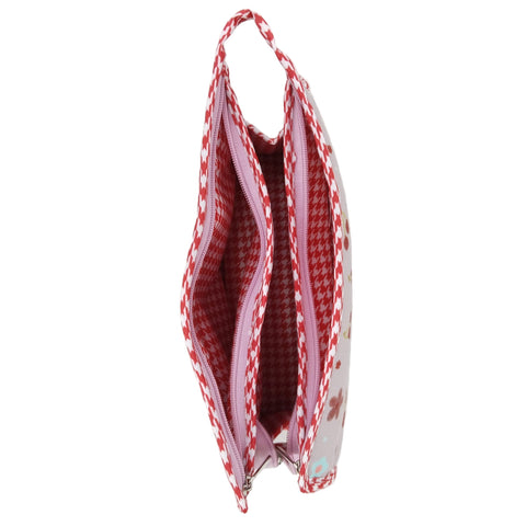 SCARLET CHERRY PRINT TRIOZIP TOILETRY BAG
