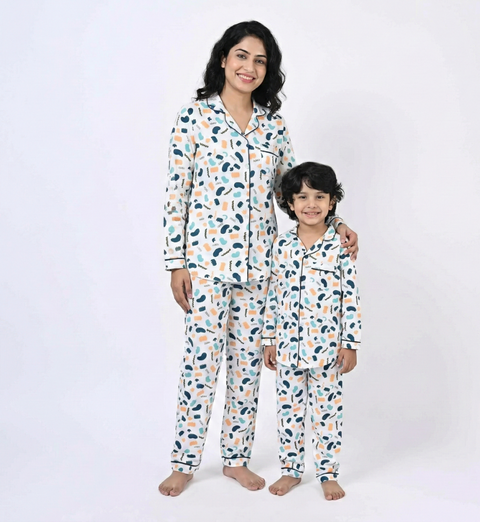 Abstract Printed Kids Night Suit