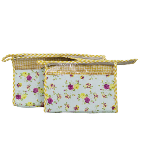 SUNSHINE BLOOM PRINT TRAVEL MAKEUP POUCH SET