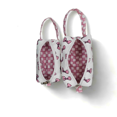 Classy Bow Print Small Duo Pouch Set