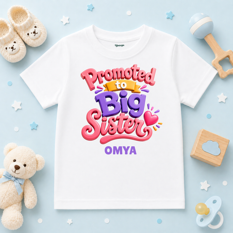 Promoted to Big Sister Custom Name Kids T Shirt