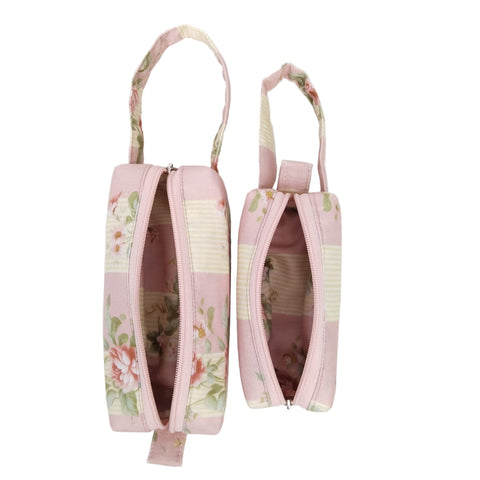 FLORAL STRIPE PRINT SMALL DUO POUCH SET