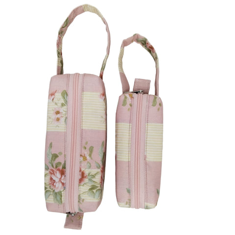 FLORAL STRIPE PRINT SMALL DUO POUCH SET