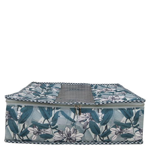 TEAL MAGNOLIA GROVE PRINT GRAND SAREE ORGANIZER