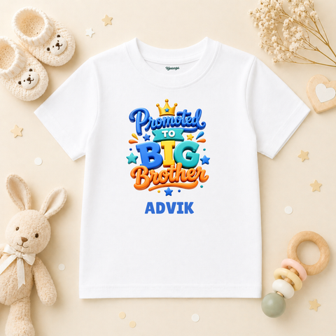 Promoted to Big Brother Custom Name Kids T Shirt