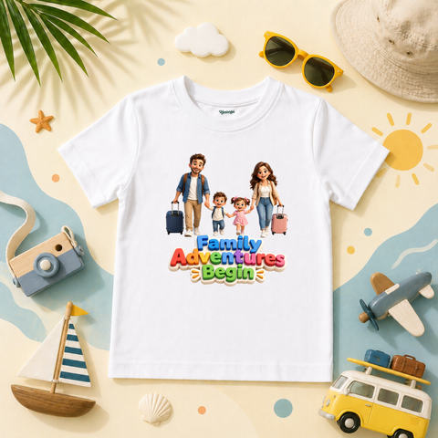 Colorful Family Travel Adventure Theme Matching Outfit Design
