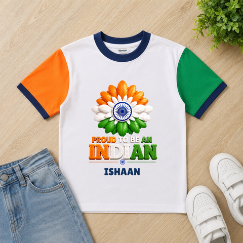 Tricolor Ashoka Chakra Independence Day Kids T-Shirt