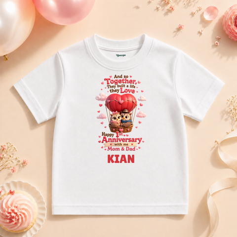 Owl Family First Anniversary Custom Name T Shirt