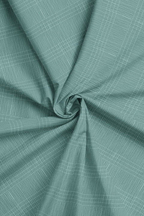 CHECKS DARK CYAN POPCORN FABRIC