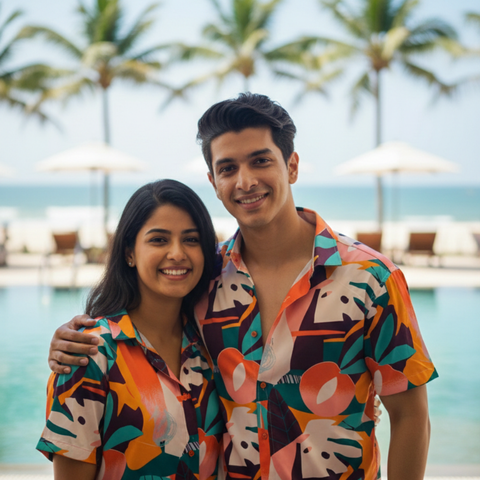 Tropic Abstract Couple Shirts