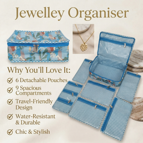COBALT CAMO JUNGLE PRINT JEWELRY ORGANIZER