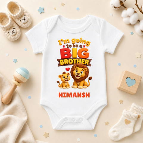 Im Going to Be Big Brother Lion Theme Custom Name Kids T Shirt